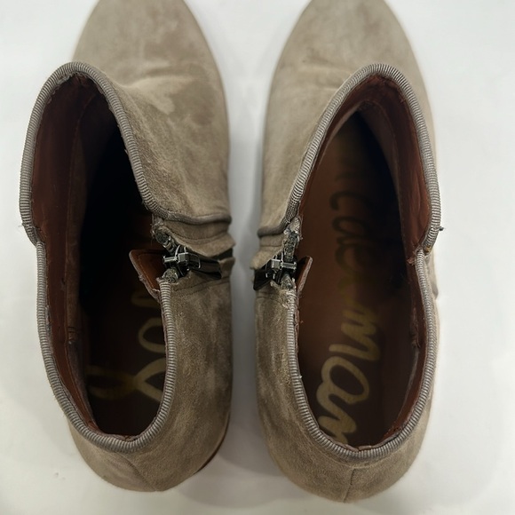 Sam Edelman Tan Suede Upper Leather Petty Round Toe Ankle Boots with Side Zip 8M - Picture 7 of 16